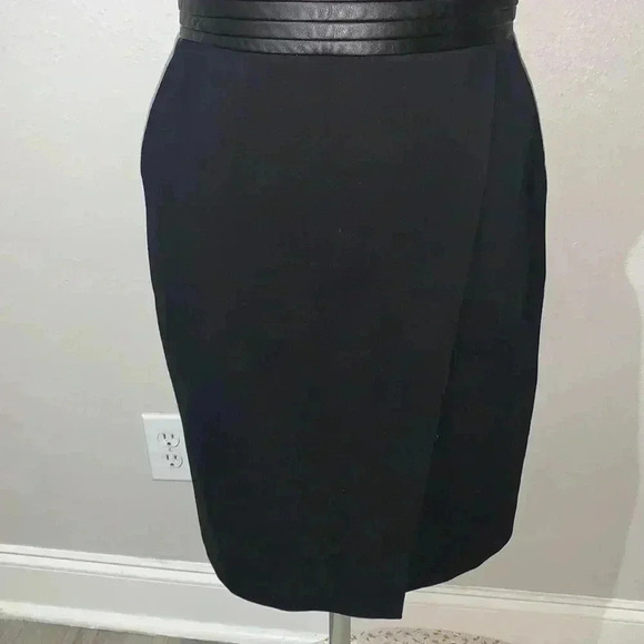The Kooples Hopla Leather-Trim Faux Wrap Classic Mini Dress NWT - Picture 5 of 10